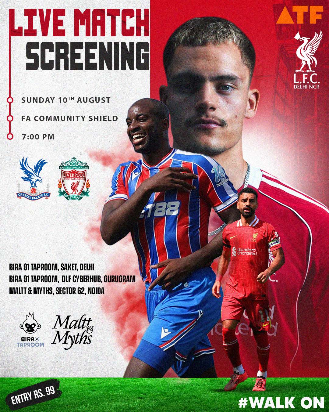 Crystal Palace vs Liverpool, Community Shield Screening | Delhi, Gurugram & Noida