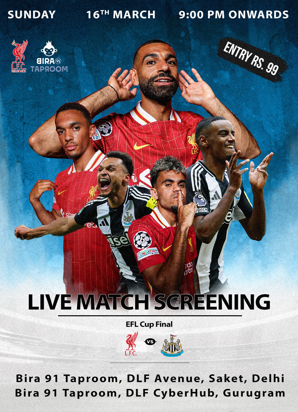 Liverpool vs Newcastle, EFL Cup Final screening Delhi and Gurugram