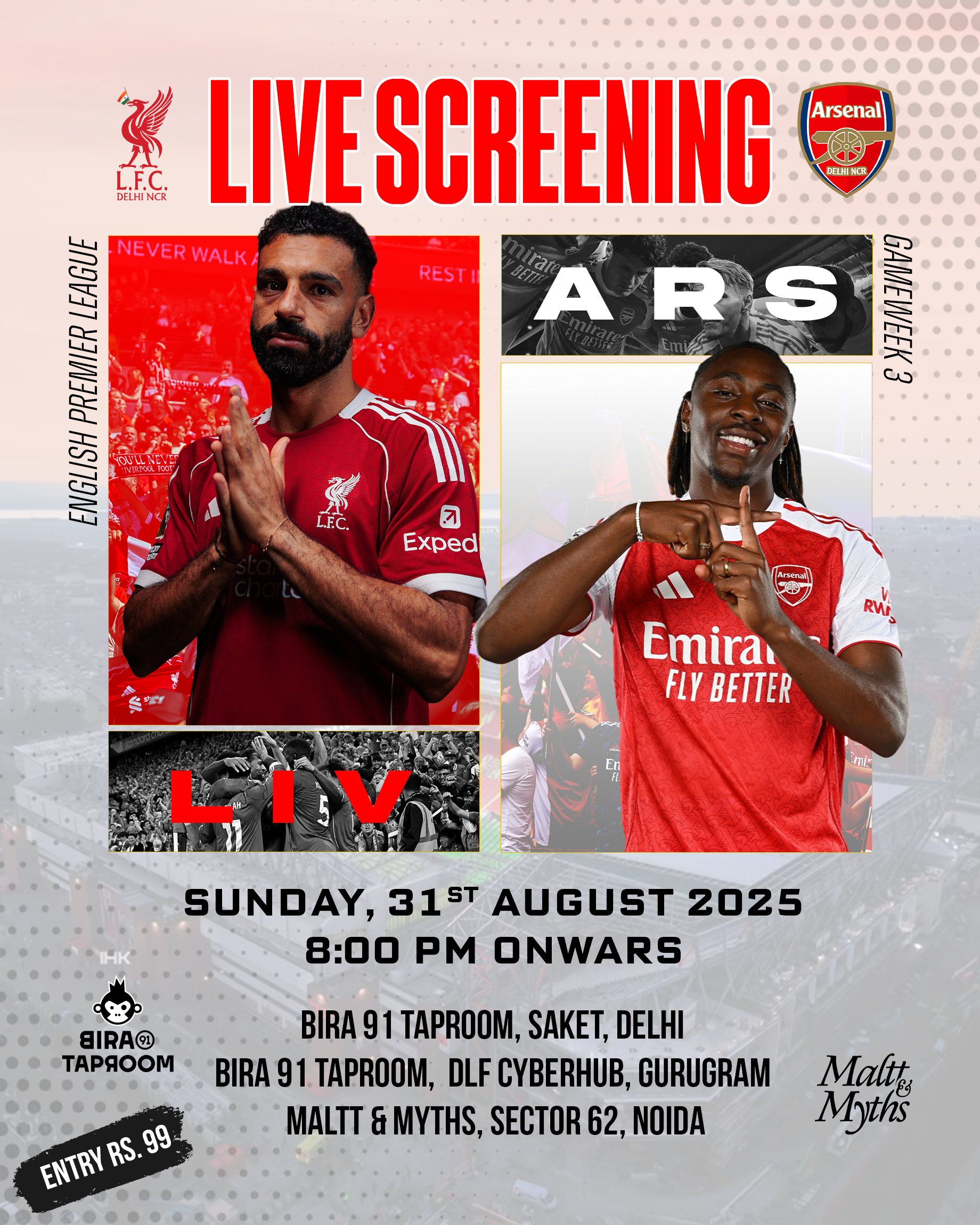 Liverpool Vs Arsenal, EPL Screening | Delhi, Gurugram & Noida